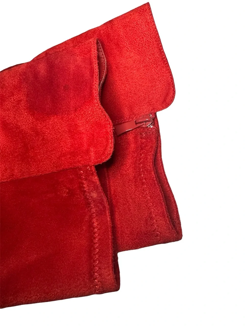 Top Moda Red Women's Faux Suede Block Heel Knee High Boot Size 7